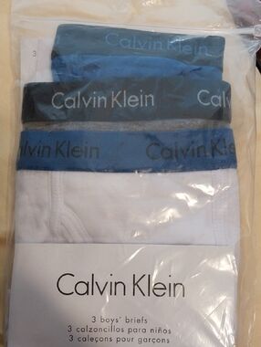 Calvin Klein Underwear Boys' Briefs 3-Pack - Blue, Gray, White
